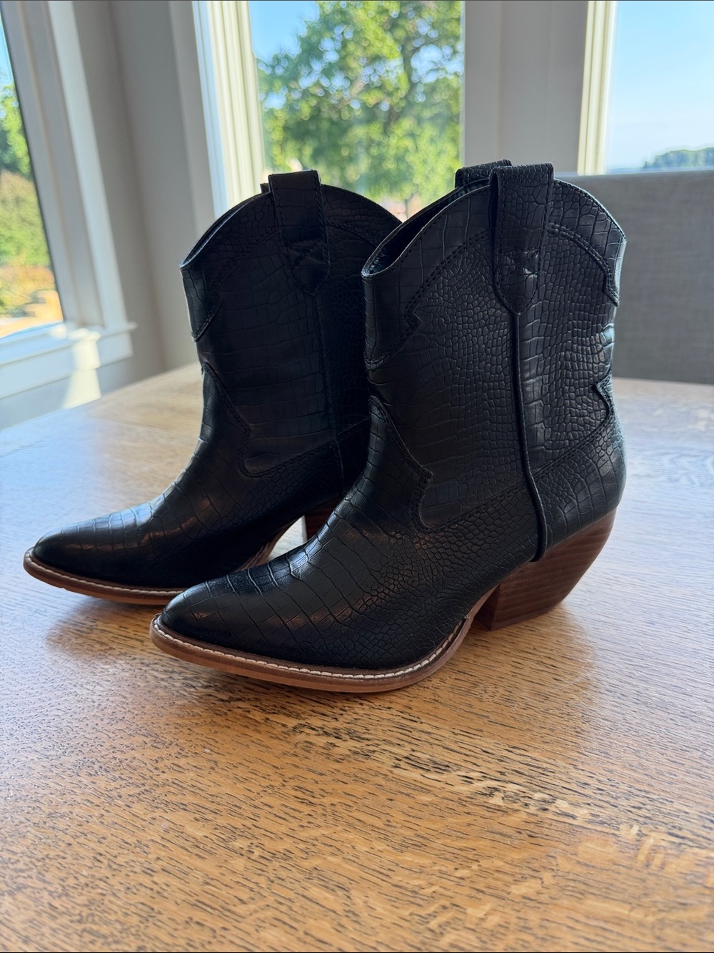 Classic Black Western Ankle Boots for Women
